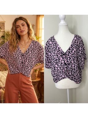 Leith Animal Print Dolman Print Top XL